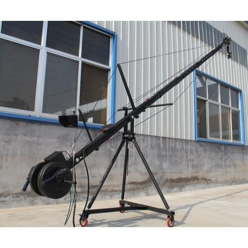 Jib crane 10m 2-axis Octagon pan tilt head portable camera crane dslr with dolly and monitor Factory supply