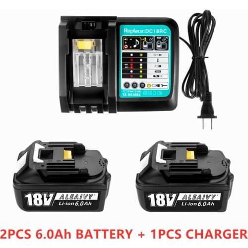 WIth Charger BL1860 Rechargeable Battery 18 V 6000mAh Lithium Ion for Makita 18v Battery 6ah BL1840 BL1850 BL1830 BL1860B LXT400