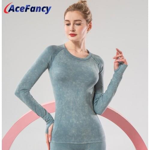 Super Stretchy Seamless Long Sleeve Crop Top T8826 Women Elastic Fitness Yoga Crop Top Seamless Long Sleeve Women Yoga Top
