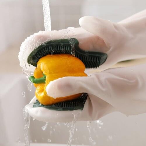 Magic brush gloves dishwashing brush Household Gloves Non Slip heat insulation wear resistant kitchen silicone laundry gloves