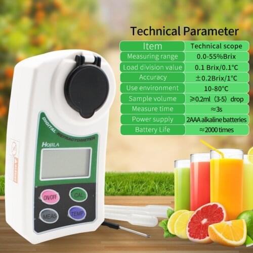 0-55% Digital Brix Refractometer Handheld Brix Tester Meter Fruit Juice Beer Drinks Wine Sugar Content Measuring Instrument Conc