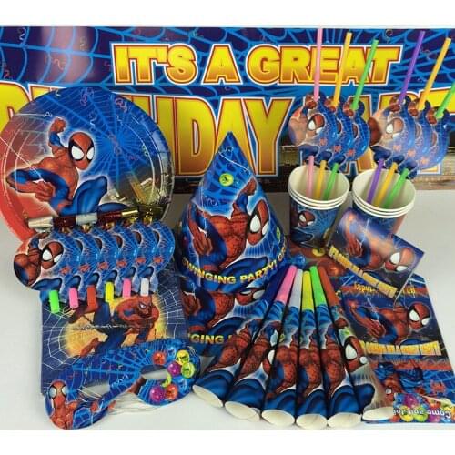 10 styles Spiderman Party Supplies Napkin Set Bowl Tablecloth Cup Knife Fork Spoon Spiderman Birthday Party Decoration Children