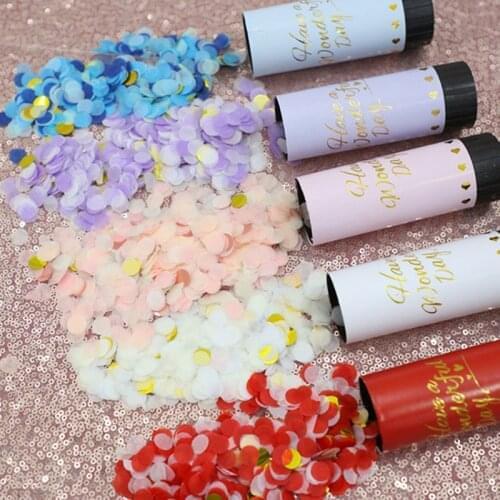 5pcs/lot Wedding Streamer Spring Confetti Cannon hand twisted spring fireworks tube Air Compressed Poppers 11CM Wedding Decor