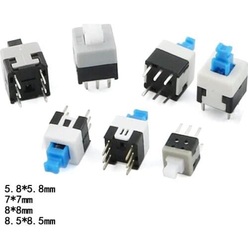 10PCS/lot Self-locking Switch/Unlock Switch 5.8X5.8 / 7X7/8X8 / 8.5X8.5 Push-button Touch Rocker Switch 6PIN Button Switch