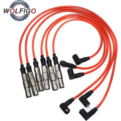 WOLFIGO 6pcs Spark Plug Wire Cable Kit 430NC Fit for VW Golf Jetta Passat VR6 1993-1999 2.8L-V6 021998031 021998031A 021998031D
