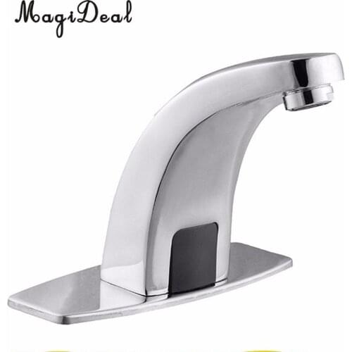 MagiDeal Alloy Automatic Infrared Sensor Sink Basin Faucet Hands Free Auto Mixer Tap Water Faucet Touch Water Tap Hands