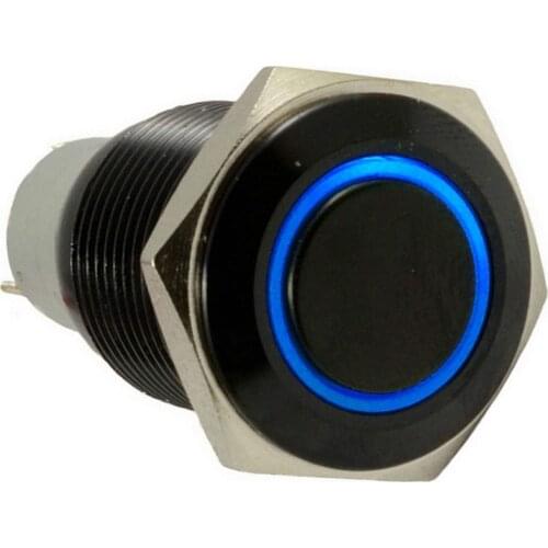 Car 16mm 12V 3A Blue LED Light Button Toggle Switch Black Case Metal Sales