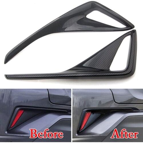 BBQ@FUKA ABS Carbon Fiber Style Rear Fog Light Lamp Moulding Trim Car Exterior Accessories Fit for TOYOTA CHR C-HR 2016 2017