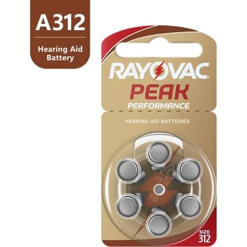Hearing Aid Batteries 60PCS / 10 Cards RAYOVAC PEAK 1.45V 312 312A A312 PR41 Zinc Air Battery For BTE CIC RIC OE Hearing Aids