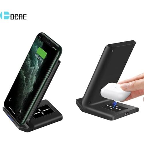 DCAE Wireless Charger 2 in 1 20W For iPhone 12 11 XS XR X 8 Airpods Pro Dual Qi Fast Charging Stand for Samsung S21 S20 S10 Buds