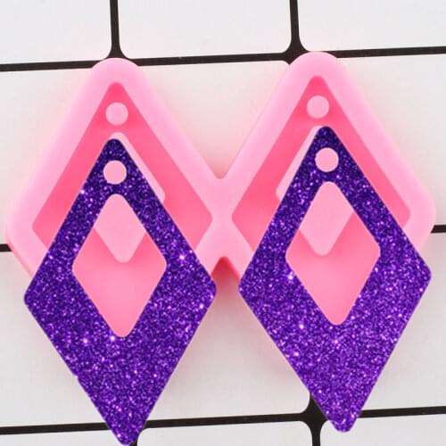 Shiny Glossy Square Silicone Mold Epoxy Resin Craft Keychain Molds Pendant Polymer Clay Mould Earring Moulds