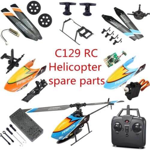 C129 4CH RC Helicopter Spare Parts propeller Head shell Main Frame gear motor blade Receiver servo etc