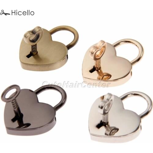 1 set Heart Shape Padlock with key Zinc Alloy Tiny Lock for Luggage Bag Suitcase 39*30mm 4 color Durable Hicello