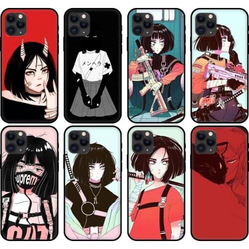 Black tpu case for iphone 5 5s se 6 6s 7 8 plus x 10 cover for iphone XR XS 11 pro MAX case Girl Vinne Art