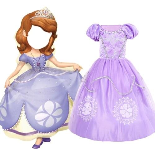 Baby Girl Sofia Dress Children Birthday Party Costume Girl Princess Dress Kids Christmas Ball Fancy Costume 3-10 Years