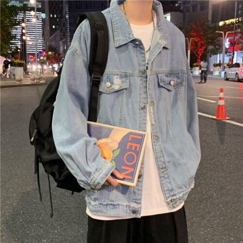 Denim jacket mens spring and autumn thin Korean fashion ins loose and versatile student leisure fashion jacket