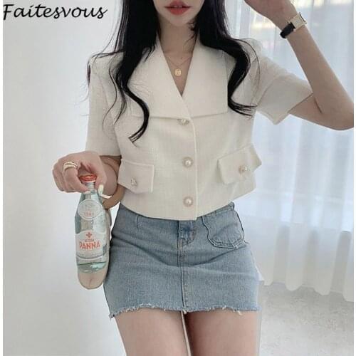Женские пиджаки с коротким рукавом Faitesvous China At AliExpress
