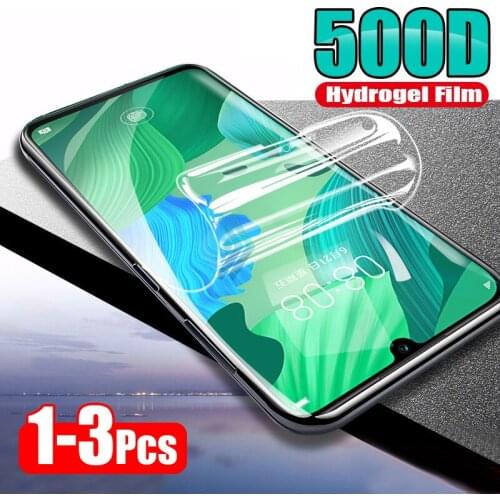 3-1Pcs 500D Full Cover Hydrogel Film For Huawei Nova 4 5 5i 5T 6 Honor 8X 10i 8 20 10 Lite Front Screen Protector Film Not Glass
