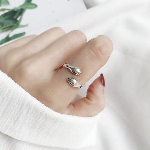 Creative Love Hug Silver Color 925 Sterling Silver Ring Fashion Lady Open Ring Jewelry Gifts for Lovers