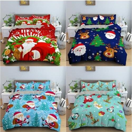 Santa Claus Deer Bedding Sets Duvet Cover Bed Linen Bedclothes Twin/Queen/King Size Bed Room For Kids Bedding Christmas Gifts