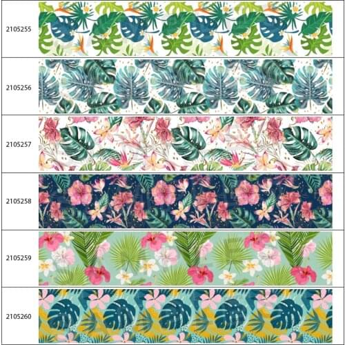 10yards Summer Flowers Printed Grosgrain Ribbon For Hair Bows DIY Crafts Handmade Accessories