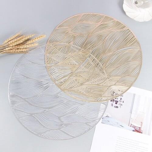 4PCSpvc Hollow Hot Stamping Western Food Mat, Household Heat Insulation Pad, Anti-scalding and Non-slip Outdoor