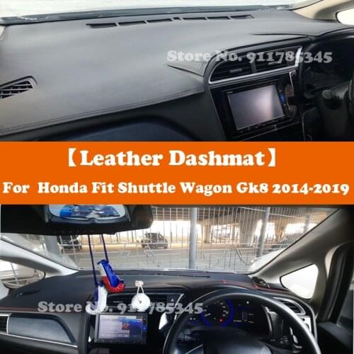Leather Dashmat Accessories Car-Styling Dashboard Covers Pad Sunshade For Honda Fit Shuttle Wagon Gk8 2014 2016 2017-2019 RHD