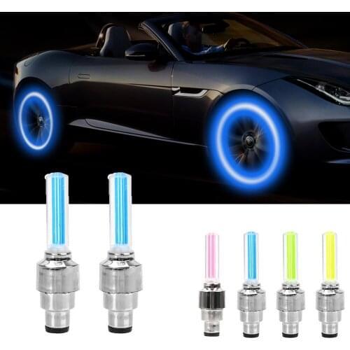 LEEPEE 2PCS Car Wheel LED Light Motocycle Bike Light Tire Valve Cap Decorative Lantern Tire Valve Cap Flash Spoke Neon Lamp
