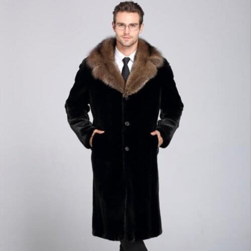 Suits collar faux mink fur leather jacket mens warm fur leather coat men loose jackets winter autumn thicken jaqueta de couro