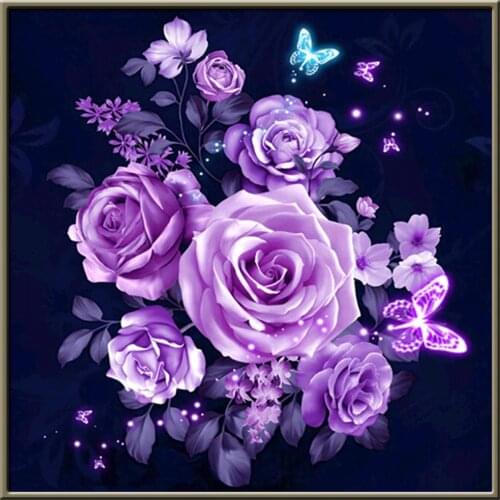 Flowers Rose DIY Embroidery 11CT Cross Stitch Kits Needlework Craft Set Printed Canvas Cotton Thread Home Decoration Design