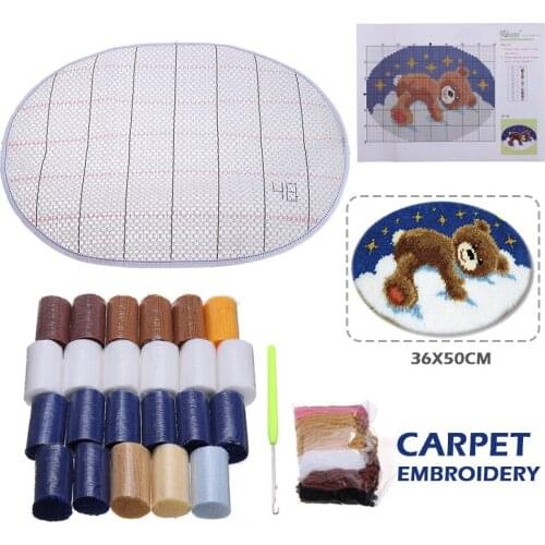 Bear Embroidery Carpet Sock Latch Hook Rug Kits Handmade DIY Craft Kits Needlework Embroidery Accessories