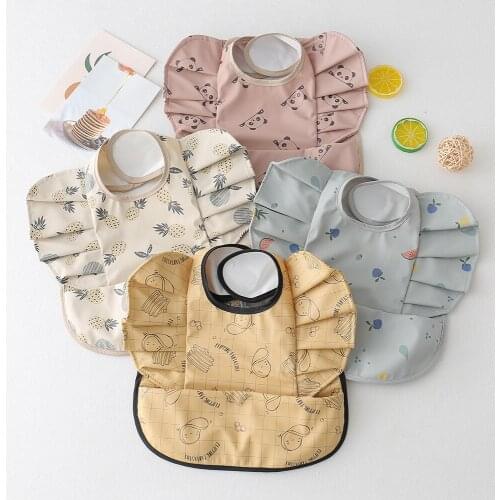 Infant Toddler Babies Feeding Bib PU Waterproof Sleevess Dishes Food Anti Dirty Saliva Pocket Tableware Feeding Kit Accessories