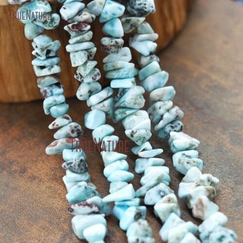 Natural Jewelry Irregular Shape Beads Larimar Stone Dot Slice Loose Beads Strands In 8-12 mm BE10820