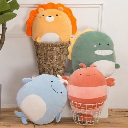 40cm New Super Soft Kawaii Panda&Penguin&Whale Plush Pillow Cartoon Animal Lion&Lobster&Dinosaur Stuffed Doll Bed Cushion Gift