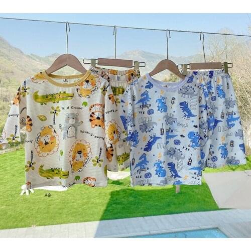 Boys Sleepwear Short 2021 Summer New Cotton Sets Kids Homewear Pajamas Childrens Clothing 3-12 Years Old HPY208