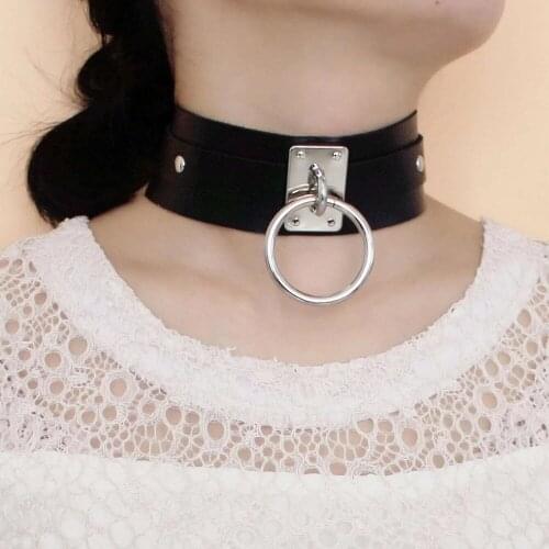 Kirykle Vegan Leather Choker Collar Women Black Goth Necklace Gothic Jewelry Grunge Fashion Punk Halloween Accessories