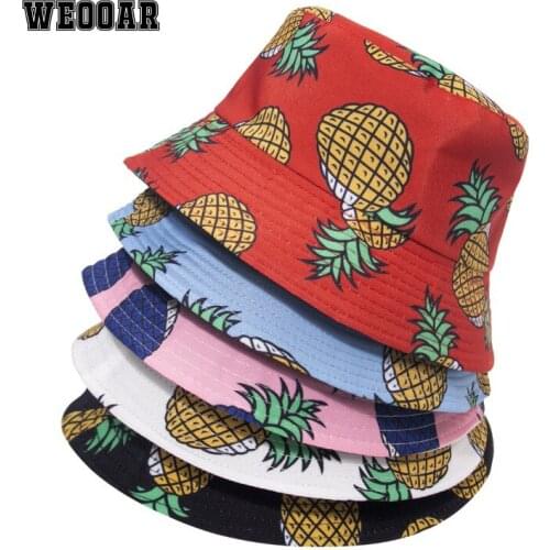 WEOOAR Pineapple Print Men Womens Summer Panama Hats Children 2021 Fisherman Hat Hip Hop Caps Female Sun Bob Bucket gorro MZ175