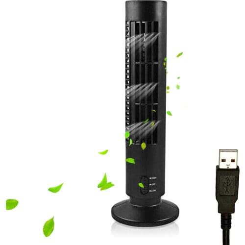 Portable Tower Fan Quiet Bladeless 2 Speed Electric Fan USB Mini Desk Cooling Fan Vertical Air Conditioning Fan for Home Office