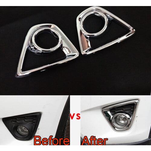 2Pcs ABS Car Chrome Front Fog Light Lamp Frame Cover Trims Styling Fit For Mazda CX-5 CX5 2012-2015