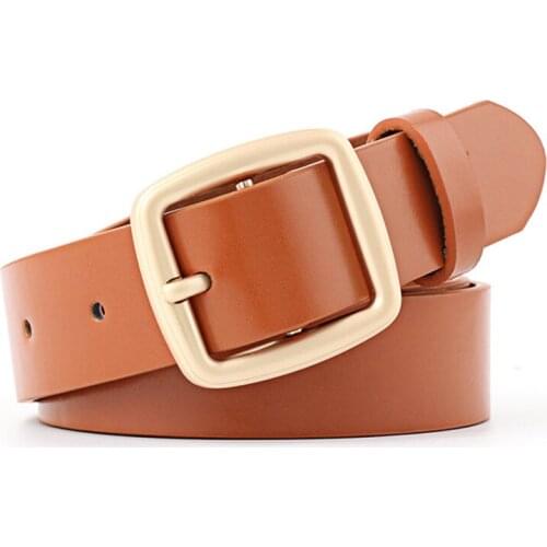 BLA Fashion leather Women Belts Metal Square Pin Buckle Belt Leisure High quality Strap Waistband for Jeans Pants Wholesale Z30