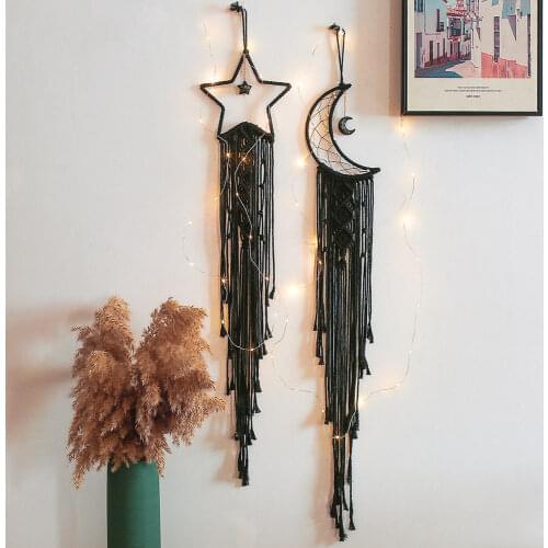 Nordic Moon Macrame Dream Catcher Black Moon Boho Decor Garden Teen Room Decoration Home Living Room Bedroom Wall Decoration