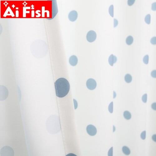 Modern Blue Print Dot with White Curtains For Living Room Modern Bedroom Curtains Window Screen Sheer Tulle Dapes WP122#3