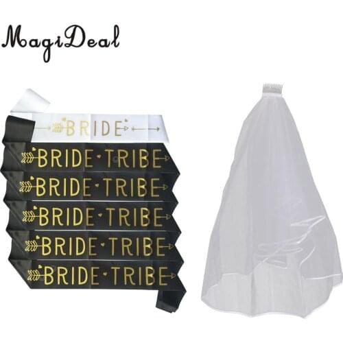 Bride Veil Bride and Bride Tribe Sashes Hen Stag Party Bridal Shower Kits