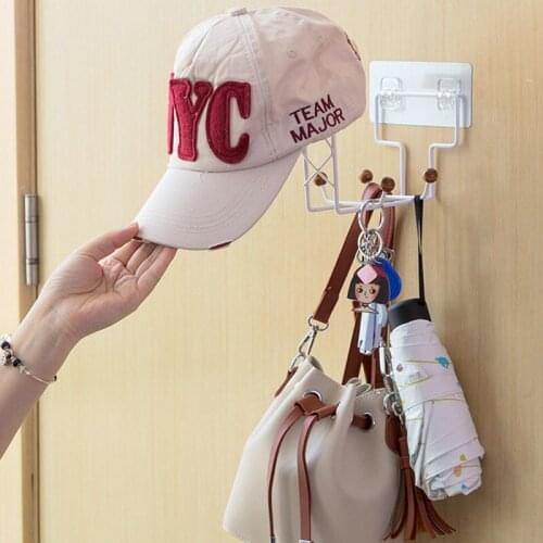 Iron Motorcycle Helmet Stand Holder with Back Adhesive Wall Mounted Hook Hanger Hat Cap Coat Keys Storage Rack