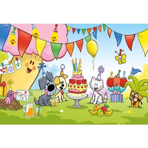 Cartoon birthday banner photo backgrounds vinyl carnival photography backdrops for photographer studio props fotografia lv-2209