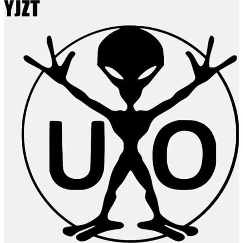 YJZT 13.2CM*13.2CM Personality Car Sticker UFO Vinyl Decals Black/Silver C3-0514