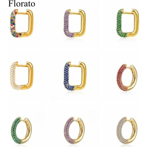 Prevention Allergies 925 Silver 1pc Ladies Inlaid Crystal Diamond Square Hoop Earrings Piercing Exquisite Zircon Earrings