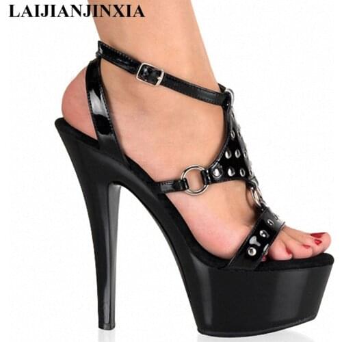 LAIJIANJINXIA Sexy Lady 15cm High-Heeled Shoes Nightclub Romantic Dancing Shoes Peep Toe Sandals Modal Pole Dance Shoes