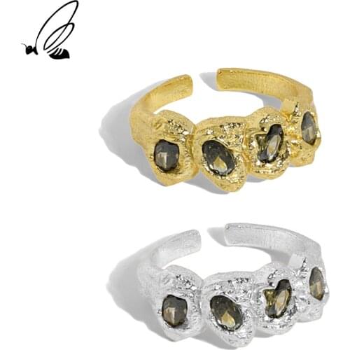 SSTEEL Sterling Silver 925 Irregular Micro Design Zircon Texture Opening Ring For Women Trendy Engagement 2021 Trend Jewellery