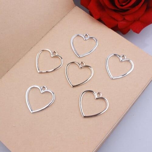 10Pcs/lot 27*28mm Hollow Geometry DIY Pendants Charms Heart Shape Metal Alloy Earring Nacklace Charm
